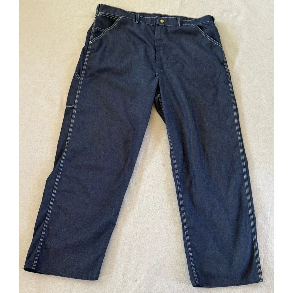 Vintage 60s Sears Carpenter Jeans Pants Mens 40x30 Blue Denim Workwear USA